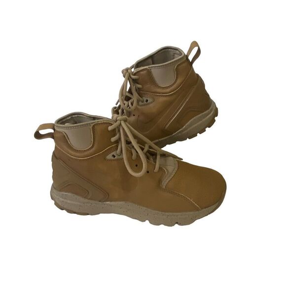 Nike Koth Ultra Mid Top GS Youth Tan Leather Lace Up Boots 859411-201 Size 5 Sne - Picture 1 of 12